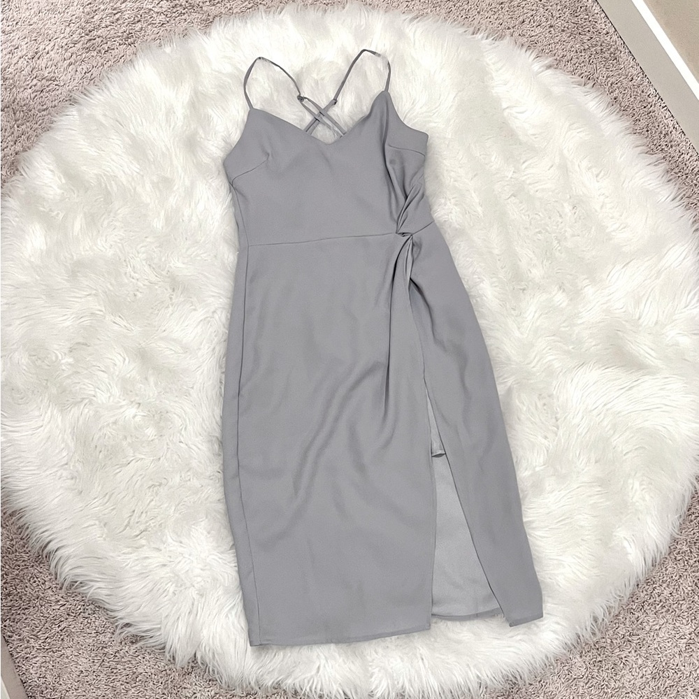 Size SMALL Lulu’s Dress. Taupe Blue/Gray.